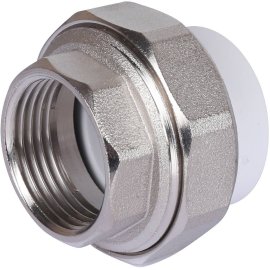 Муфта разъемная с внутренней резьбой Политэк 32х1 для полипропиленовых труб под сварку (цвет белый), 9801003201