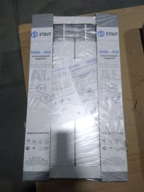 Уцененный товар (нарушена упаковка, потертость на ламели крайней секции): Радиатор алюминиевый STOUT VEGA 500 4 секций боковое подключение (белый RAL 9016), SRA-1310-050004