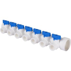 Коллектор с запорными кранами для полипропиленовых труб Kalde (7 выходов)