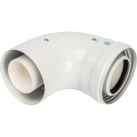 *SCA-8610-210090 STOUT Элемент дымохода конденсац. колено 90°/ адаптер 90° DN60/100 м/п PP-FE (совместим. с Baxi,Viessmann), SCA-8610-210090