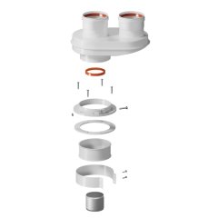 Адаптер моноблочный универсальный традиционный ROMMER переход на двухтрубную систему D80/80 (Сварной) (кроме Immergas и Navien Deluxe 75/100)