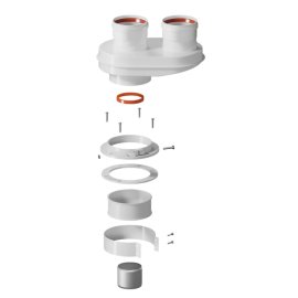 Адаптер моноблочный универсальный традиционный ROMMER переход на двухтрубную систему D80/80 (Сварной) (кроме Immergas и Navien Deluxe 75/100)