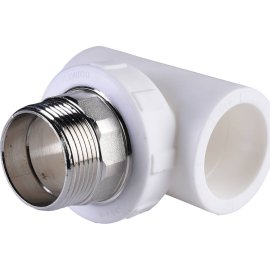 Тройник Политэк 40x1 1/4 с наружной резьбой для полипропиленовых труб под сварку (цвет белый), 9510004014