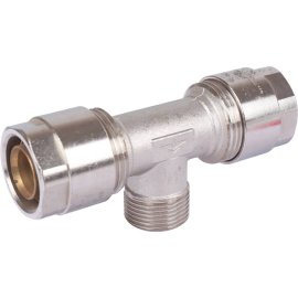 Тройник с нар.резьбой Prandelli Multyrama (26х3,0х3/4) для металлопластиковых труб винтовой, 103.07.12.6