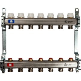 Коллектор из нержавеющей стали без расходомеров STOUT 7 выходов, SMS 0922 000007