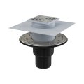 Сливной трап AlcaPlast 105x105/50/75 мм боковой сток, решетка из нержавеющей стали, фланец из нержавеющей стали, воротник изоляции 2–го уровня, гидрозатвор сухой и мокрый, APV4344