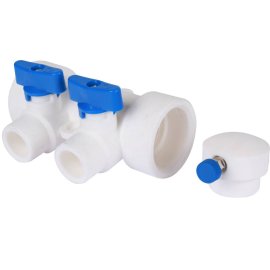 Коллектор с воздухоотводчиком и запорными кранами Kalde (2 выхода)