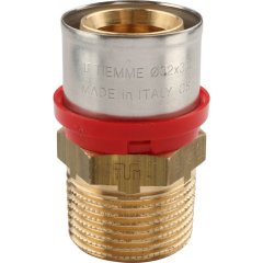 Муфта TIEMME с наружной резьбой 32x1 для металлопластиковых труб прессовой, 1650032