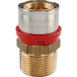 Муфта TIEMME с наружной резьбой 32x1 для металлопластиковых труб прессовой, 1650032