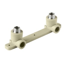 Угольник двойной Pro Aqua d=20-1/2 PP-R с креплением комбинированный НР Серый, PA280108PG