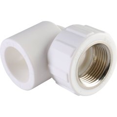 Угольник Политэк 25x3/4 с внутренней резьбой для полипропиленовых труб под сварку (цвет белый)