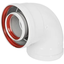 Отвод 90° традиционный коаксиальный ROMMER D60(м-м)/100(м-м)