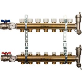 Распределительный коллектор из латуни без расходомеров STOUT 7 выходов, SMB 0468 000007