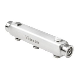 Коллектор из нержавеющей стали с межосевым расстоянием 100 мм Pro Aqua 6 выходов, 590 мм, 1 1/4 x 3/4