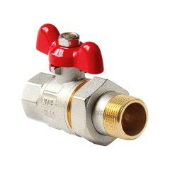 Кран шаровой полнопроходной Pro Aqua D 1 1/4 со сгоном, ручка-бабочка, Н-В, FWB65-M32-F32x