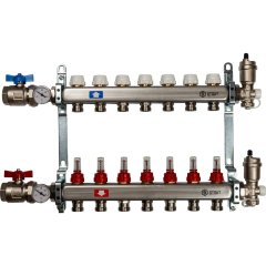 Коллектор из нержавеющей стали в сборе с расходомерами STOUT 7 выходов
