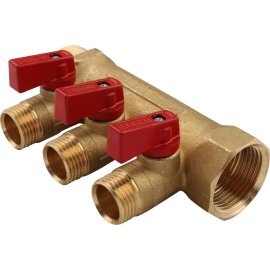 Коллектор распределительный с шаровыми кранами на 3 выхода TIEMME 1х1/2