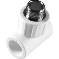 Тройник Политэк 20x1/2 с наружной резьбой для полипропиленовых труб под сварку (цвет белый)