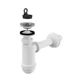 Сифон для умывальника AlcaPlast DN32 с нержавеющей peшeткой DN63, A410