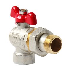 Кран шаровой полнопроходной угловой Pro Aqua D 1/2 со сгоном, ручка-бабочка, Н-В, EWB69-M15-F15s