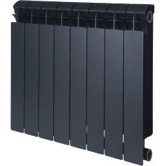 Радиатор биметаллический Global STYLE PLUS 500 8 секции боковое подключение (цвет cod.07 grigio scuro opaco mettalizzato 2748 (черный)), 155263