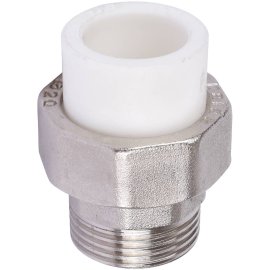 Муфта разъемная Kalde 20х3/4 с наружной резьбой серии ЕСО для полипропиленовых труб под сварку (цвет белый), 3272-tum-200c00