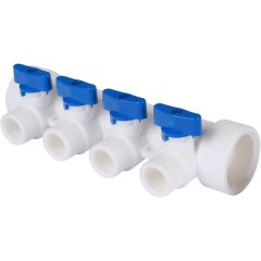 Коллектор с запорными кранами для полипропиленовых труб Kalde (4 выхода)