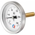 Термометр биметаллический РОСМА 100 мм c гильзой 160 градусов 1/2 осевой шток 64х6 мм БТ-51.211