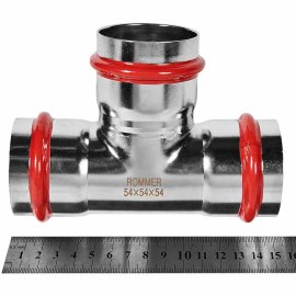 Тройник ROMMER равнопроходной ВПр, 54, из нержавеющей стали прессовой, RSS-1013-000054
