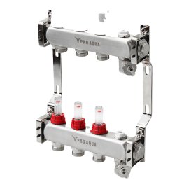Коллекторный блок с расходомерами Pro Aqua 4 выхода, 280 мм, 1 x 3/4