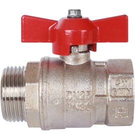 Кран шаровой стандартнопроходной STOUT ВР/НР, ручка бабочка 1 (красная ручка), SVB-1014-000025