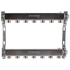 Коллектор из нержавеющей стали ROMMER для радиаторной разводки 7 выходов, RMS-4401-000007