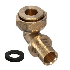 Угольник с накидной гайкой аксиальный, латунь,20х3/4, желтый, RTP