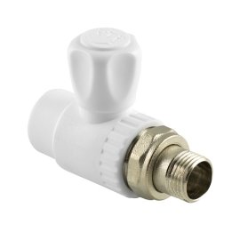 Кран шаровой для радиатора прямой PPR 25х3/4,  белый, РТП