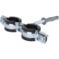 Комплект двойной хомут для труб STOUT хомут+шпилька шуруп +дюбель пластиковый 3/4 (25-29), SAC-0020-200034