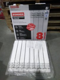 Уцененный товар (вмятина в верхней части крайней секции): Радиатор биметаллический ROMMER Optima BM 500 8 секций боковое подключение (RAL9016), RBM-0210-050008
