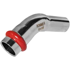 Угольник ROMMER однораструбный 45°-НПр, 15, из нержавеющей стали прессовой