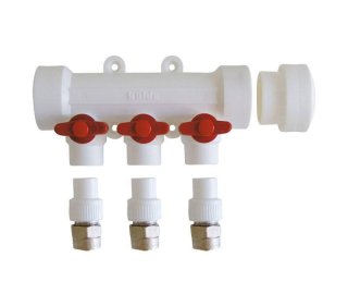 Коллектор с запорными кранами для полипропиленовых труб Kalde (7 выходов)