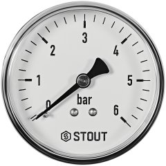 Манометр аксиальный STOUT корпус Dn 63 мм 1/4 , 0...6 бар, кл.2.5