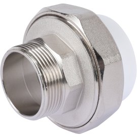 Муфта разъемная Политэк 50х1 1/2 с наружной резьбой для полипропиленовых труб под сварку (цвет белый), 7000250112