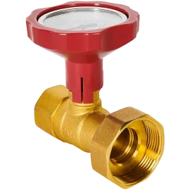 Клапан запорный латунный ROMMER ВР 1 с накидной гайкой для подключения насоса ВР 1 1/2 , красная ручка RBV-0020-0201112