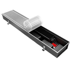 Внутрипольный конвектор VARMANN Qtherm Eco 90х230х2000 (решетка анодированная в цвет алюминия) левое подключение, QECO 230.90.2000 RR U EV1 L