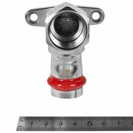 Угольник ROMMER настенный с креплением ВПр-ВР, 22х3/4, из нержавеющей стали прессовой, RSS-1011-002234