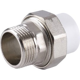 Муфта разъемная Kalde с наружной резьбой 20х1/2 для полипропиленовых труб под сварку (цвет белый), 3252-tum-200b00