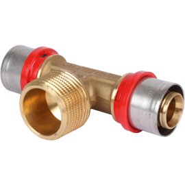 Тройник TIEMME с наружной резьбой 26x1x26 для металлопластиковых труб прессовой, 1650167