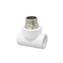 Тройник комбинированный под ключ PPR наружная резьба 50х1 1/2,  белый, РТП