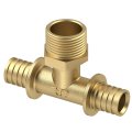 Тройник аксиальный, латунь, наружная резьба,25х3/4, желтый, RTP