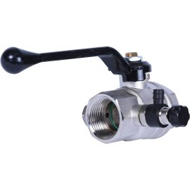 Кран шаровой BUGATTI Oregon с дренажем и воздухоотводчиком, (ручка-рычаг алюминий) внут-внут резьба 1, 03300029