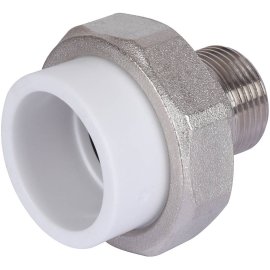 Муфта разъемная с наружной резьбой Политэк 32х3/4 для полипропиленовых труб под сварку (цвет белый), 9800003234