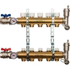 Распределительный коллектор из латуни без расходомеров STOUT 5 выходов